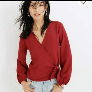 Madewell Faux Wrap Tie Front Top
